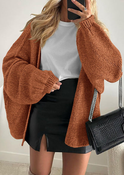 PRETTYGARDEN Womens Oversized Cardigan Sweaters Fall Long Lantern Sleeve Knit Open Front Lightweight Sweater