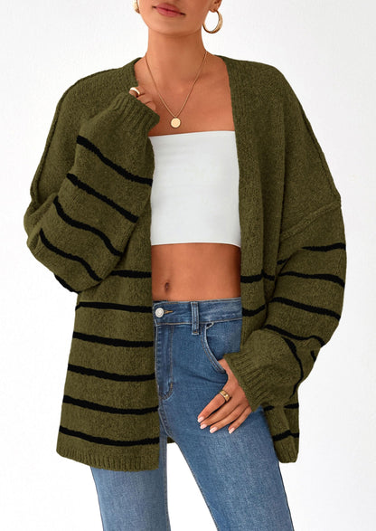 PRETTYGARDEN Womens Oversized Cardigan Sweaters Fall Long Lantern Sleeve Knit Open Front Lightweight Sweater