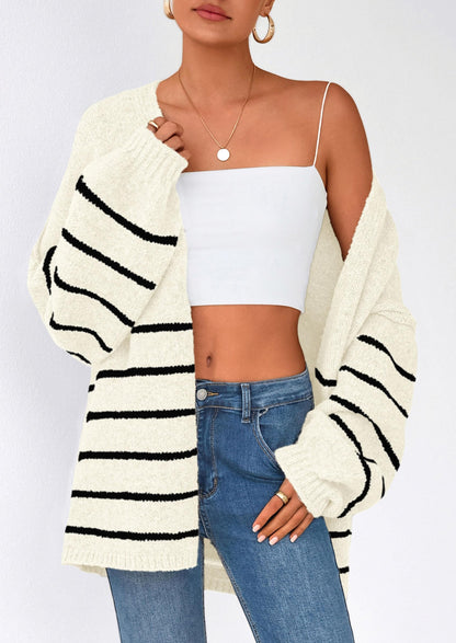 PRETTYGARDEN Womens Oversized Cardigan Sweaters Fall Long Lantern Sleeve Knit Open Front Lightweight Sweater