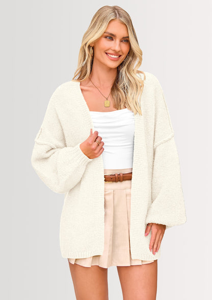 PRETTYGARDEN Womens Oversized Cardigan Sweaters Fall Long Lantern Sleeve Knit Open Front Lightweight Sweater
